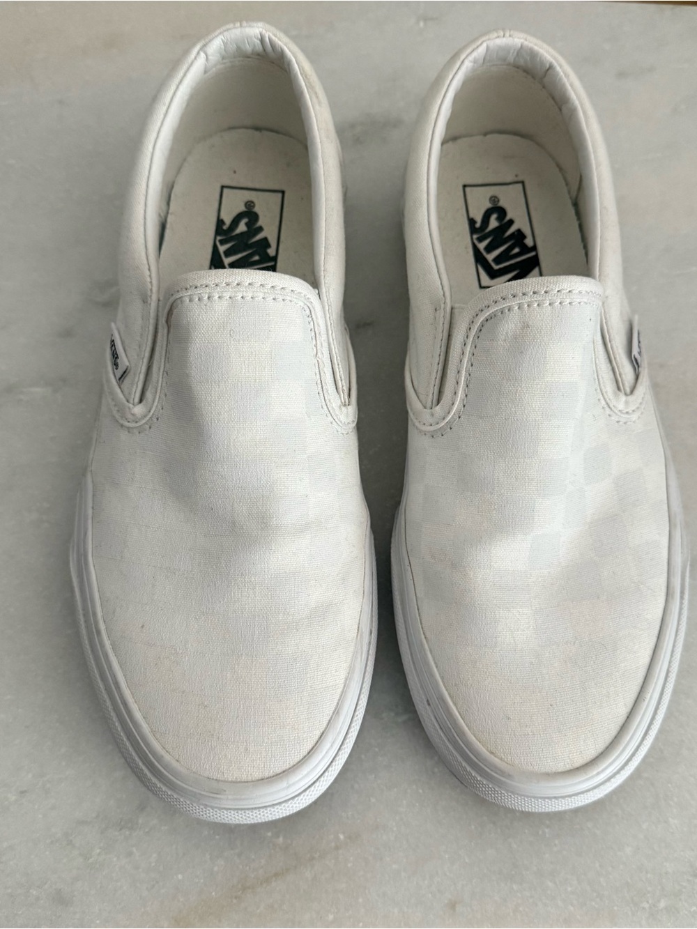 Vans White Slip-On Checkerboard Canvas Sneakers 8.5 Women / 7 Men